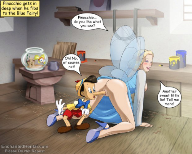 Pinocchio fucks the Blue Fairy with his noe 