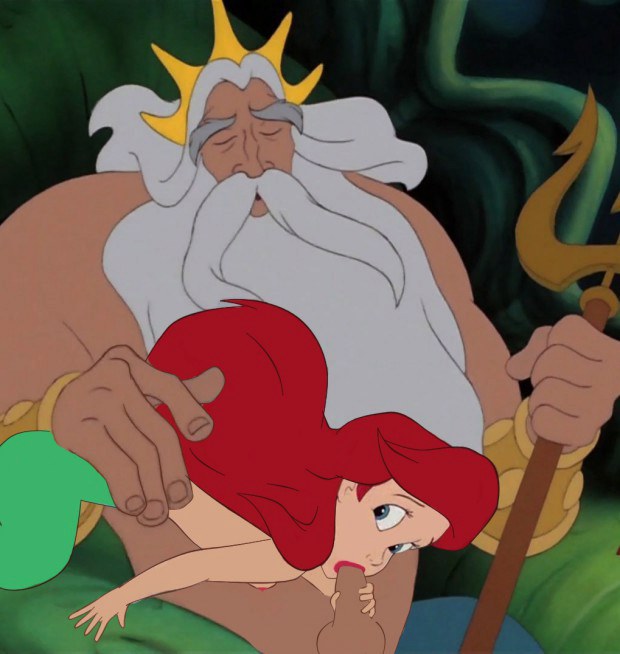 Kinky mermaid Ariel sucking the god's cock