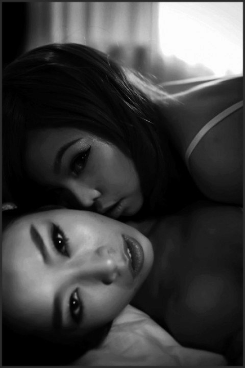 Husband watches while wife gets pleasured by a lesbian