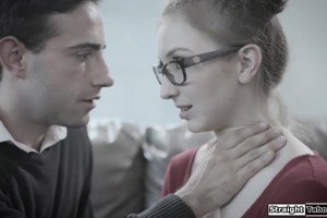 Nerdy girl Gracie May Green practices kinky play with a fetishist guy