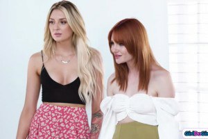 Blonde and redhead bffs lick and facesitting their stepmoms